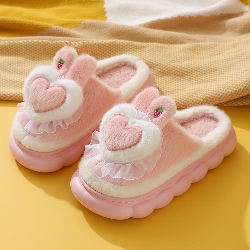 Dép Bông Đi Trong Nhà Hình Trái Tim Thời Trang Thu Đông