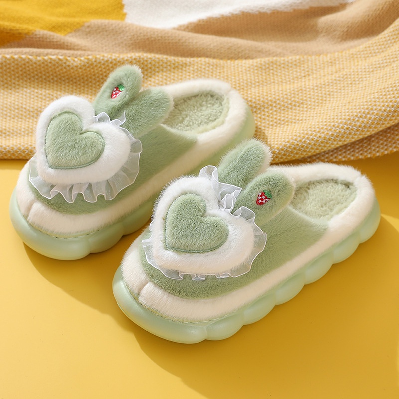 Dép Bông Đi Trong Nhà Hình Trái Tim Thời Trang Thu Đông