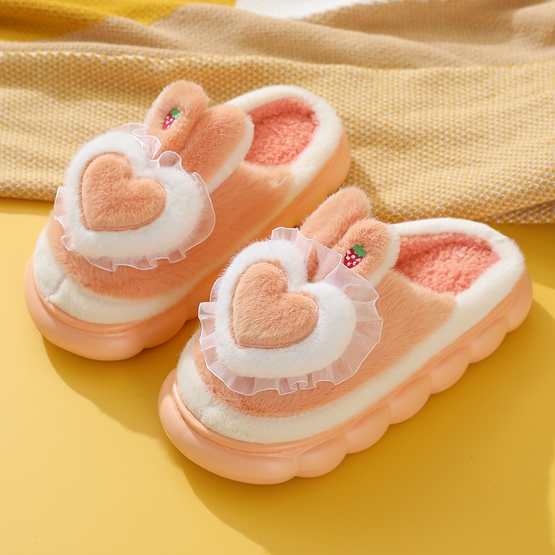 Dép Bông Đi Trong Nhà Hình Trái Tim Thời Trang Thu Đông