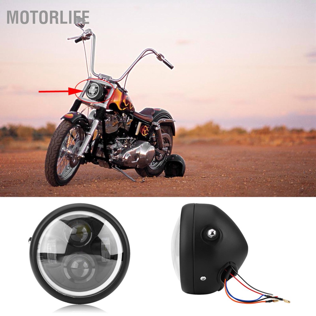 Motorlife Bóng đèn pha LED xe máy 16cm/6 5" cho Sportster Cafe Racer Bobber