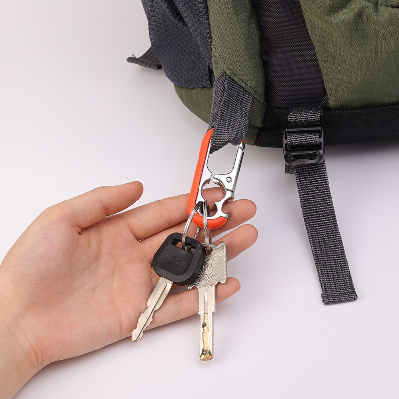 1 Móc Khóa Xe Hơi / Mở Nắp Chai Đa Năng Bằng Kim Loại