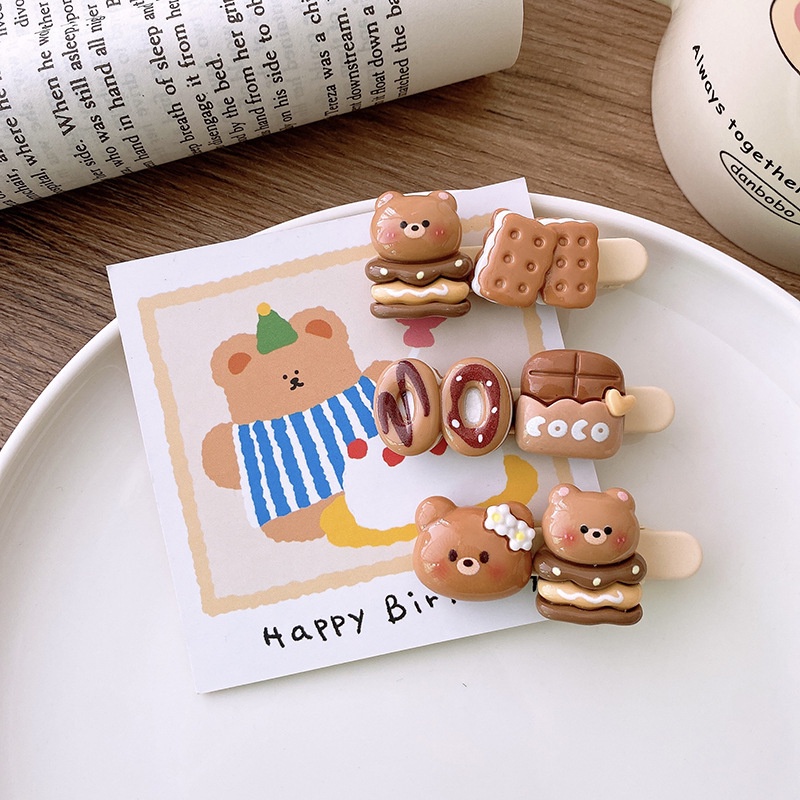 Mới Kẹp Tóc Hình Gấu Nâu Hoạt Hình Dễ Thương Cho Bé Gái