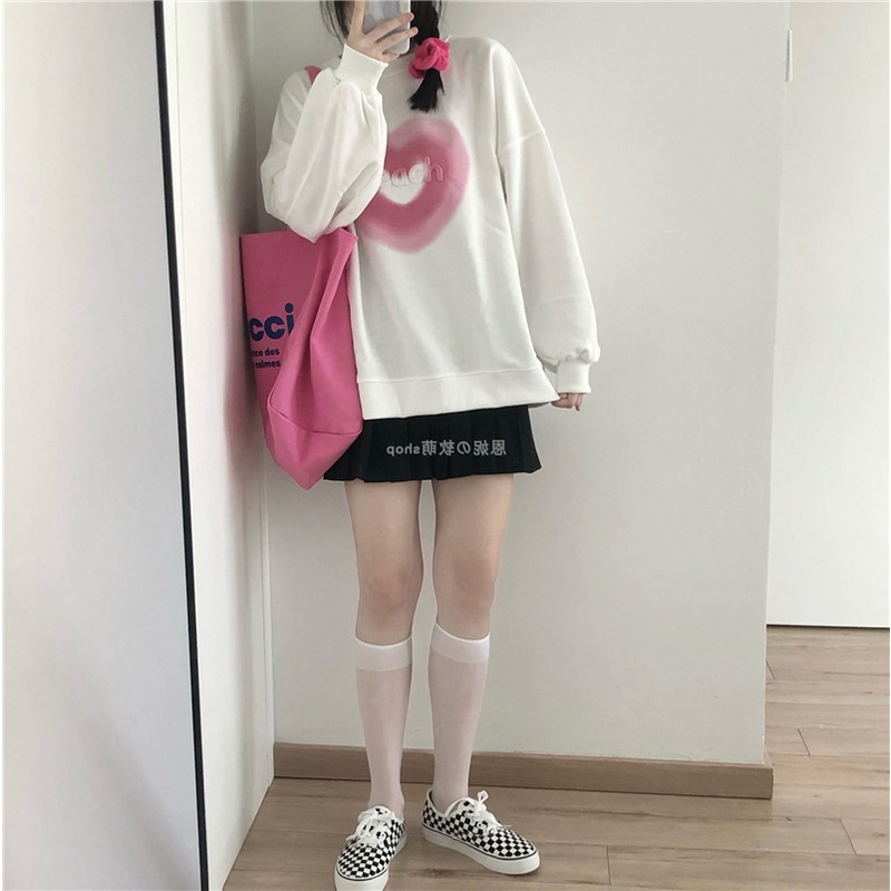 Xiang-ni Áo sweatshirt Mỏng Cổ Tròn Dáng Rộng Thời Trang Xuân Thu Cho Nữ
