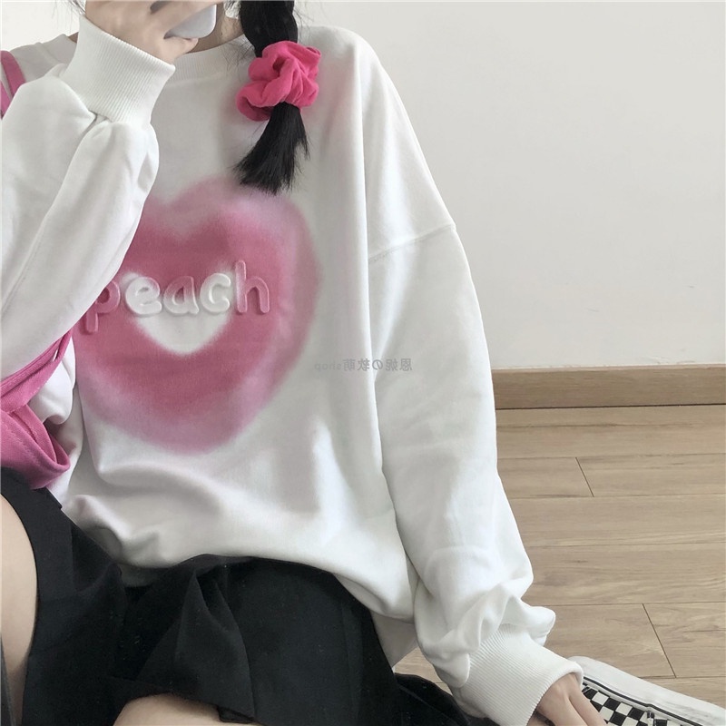 Xiang-ni Áo sweatshirt Mỏng Cổ Tròn Dáng Rộng Thời Trang Xuân Thu Cho Nữ