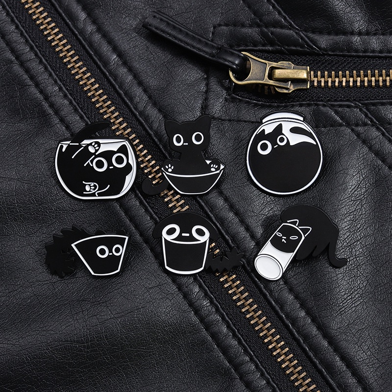 Hoạt Hình Ghim Cài Áo Hình Mèo Đen Đáng Yêu