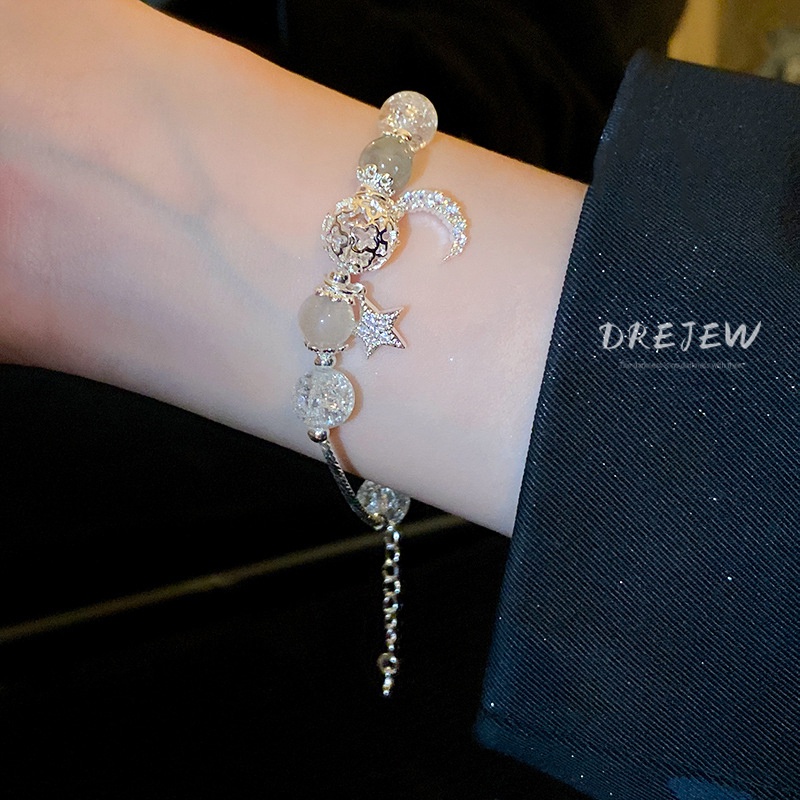 Vòng Tay Đính Đá Zircon Hình Ngôi Sao Mặt Trăng Thời Trang HB