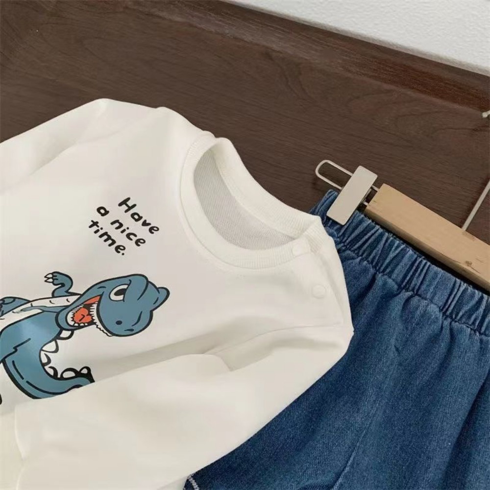 Áo Khoác Chui Đầu Tay Dài Không Nút In Hoạt Hình Dễ Thương Thời Trang Thu Đông Cho Bé Trai