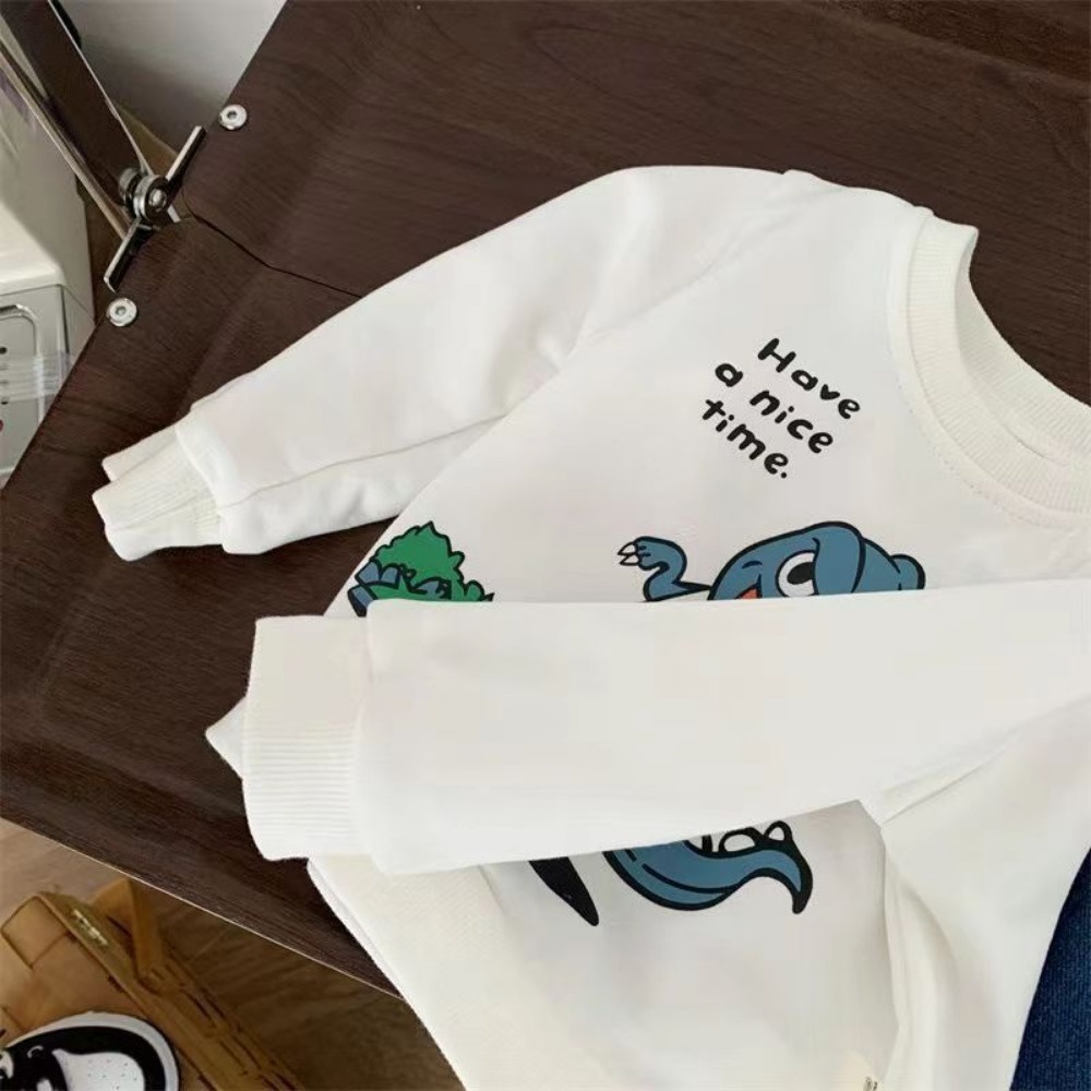 Áo Khoác Chui Đầu Tay Dài Không Nút In Hoạt Hình Dễ Thương Thời Trang Thu Đông Cho Bé Trai