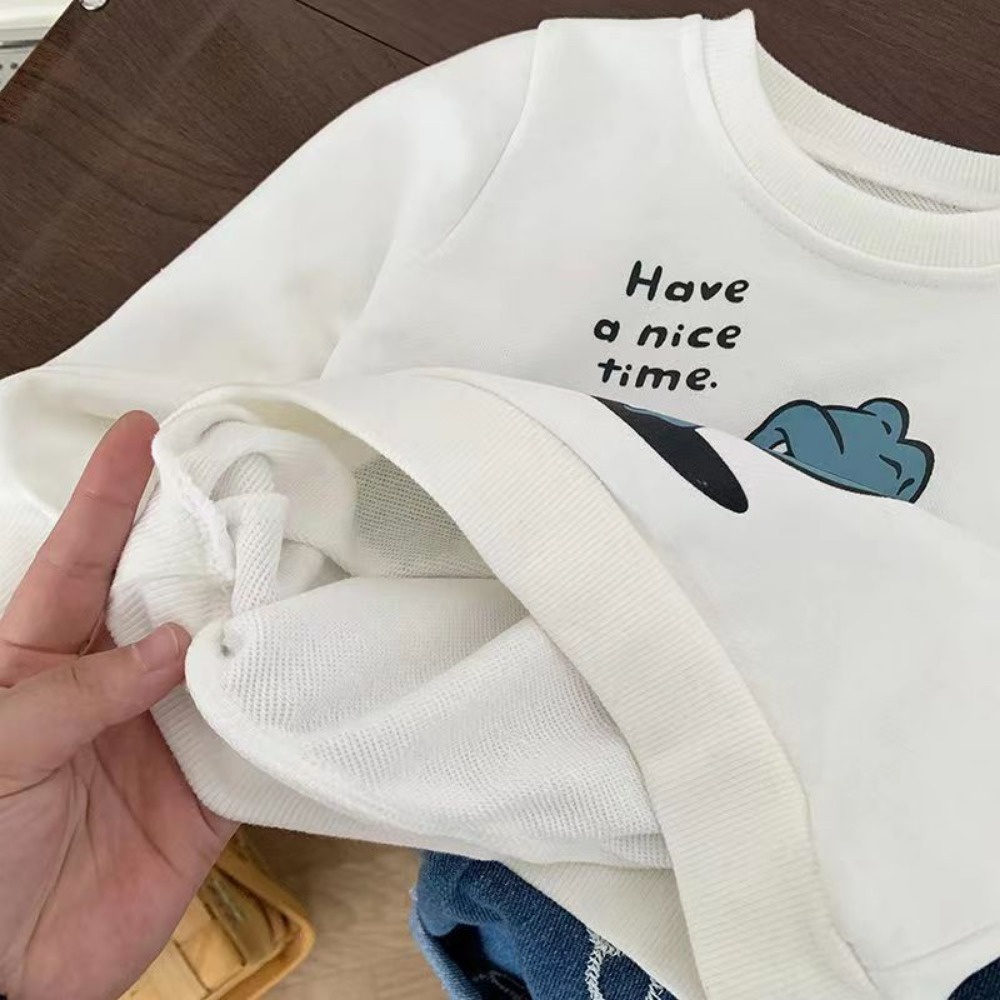 Áo Khoác Chui Đầu Tay Dài Không Nút In Hoạt Hình Dễ Thương Thời Trang Thu Đông Cho Bé Trai