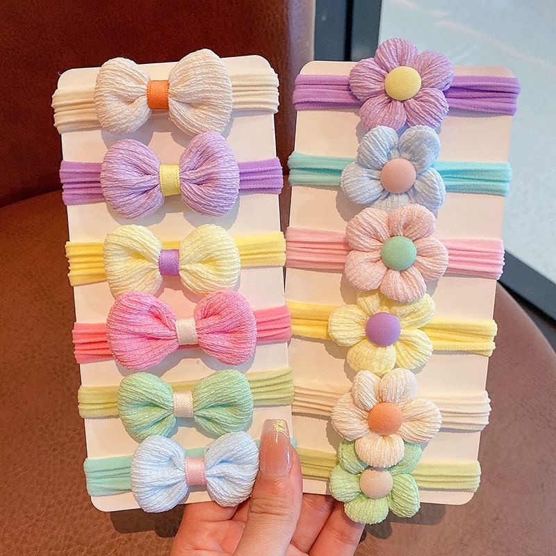 Dây Buộc Tóc Cao Su Co Giãn Không Đau Hình Hoa macaron Cho Bé