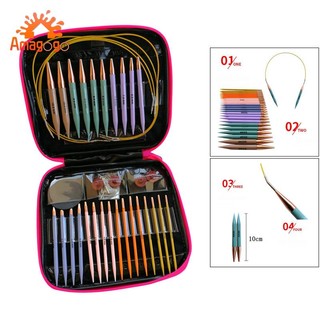 Amagogo 13 cặp móc đan len bằng nhôm hình tròn