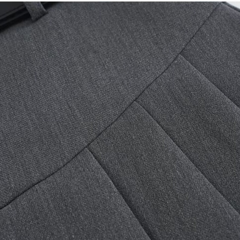 Chân Váy Chữ a Lưng Cao Xếp Ly Màu Xám Phong Cách retro