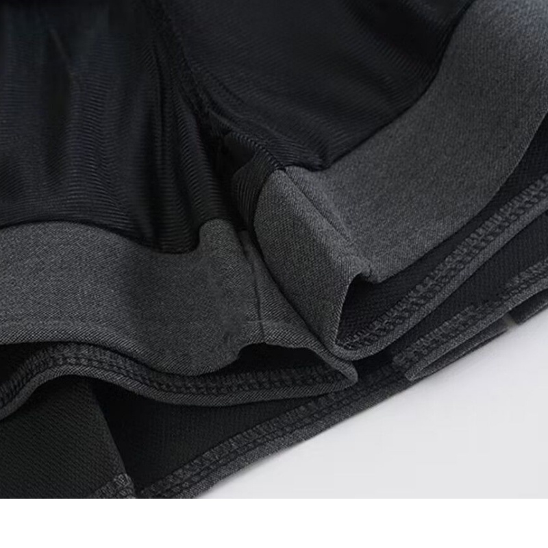 Chân Váy Chữ a Lưng Cao Xếp Ly Màu Xám Phong Cách retro