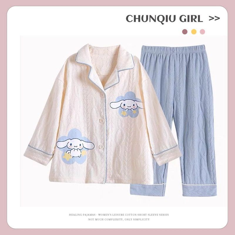 Bộ Đồ Ngủ Tay Dài In Họa Tiết Hoạt Hình Phong Cách Phương Tây Thời Trang Xuân Thu Xinh Xắn Cho Bé Gái