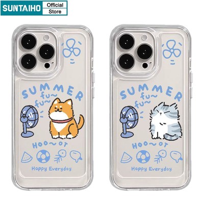 Suntaiho ốp lưng iphone Ốp Điện Thoại Trong Suốt Chống Sốc In Hình Chó Mèo Cho iphone 11 12 13 14 15 pro max ip 7 8 plus iphon x xs xr xsmax