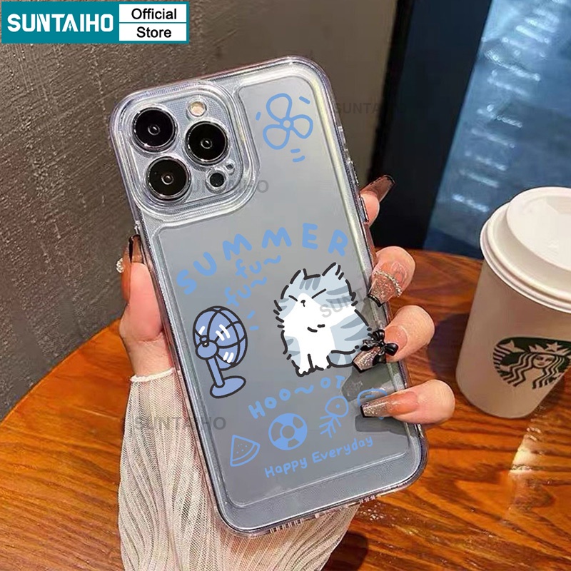 Suntaiho ốp lưng iphone Ốp Điện Thoại Trong Suốt Chống Sốc In Hình Chó Mèo Cho iphone 11 12 13 14 15 pro max ip 7 8 plus iphon x xs xr xsmax