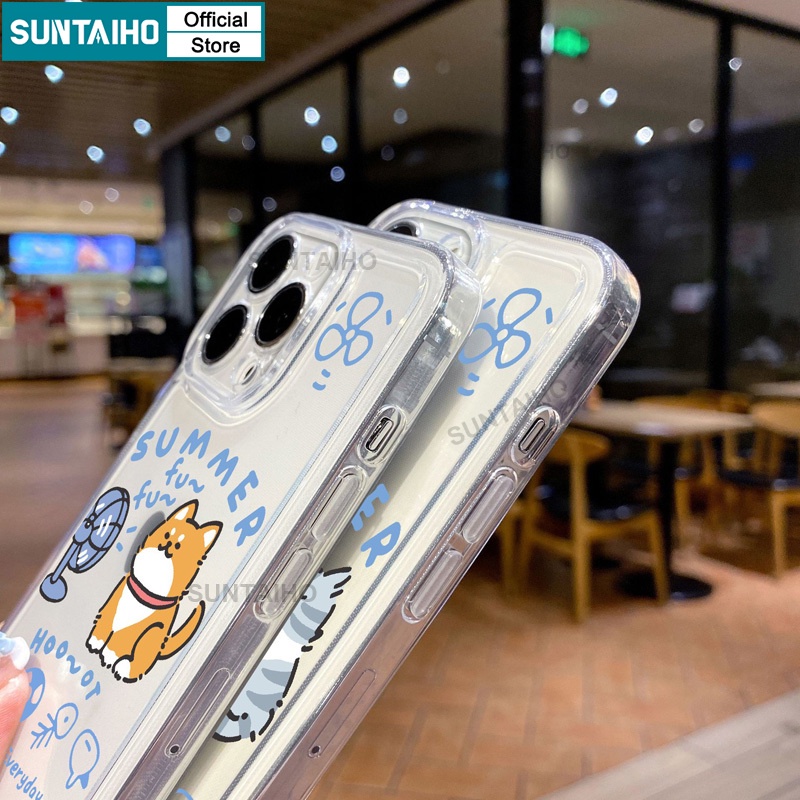 Suntaiho ốp lưng iphone Ốp Điện Thoại Trong Suốt Chống Sốc In Hình Chó Mèo Cho iphone 11 12 13 14 15 pro max ip 7 8 plus iphon x xs xr xsmax