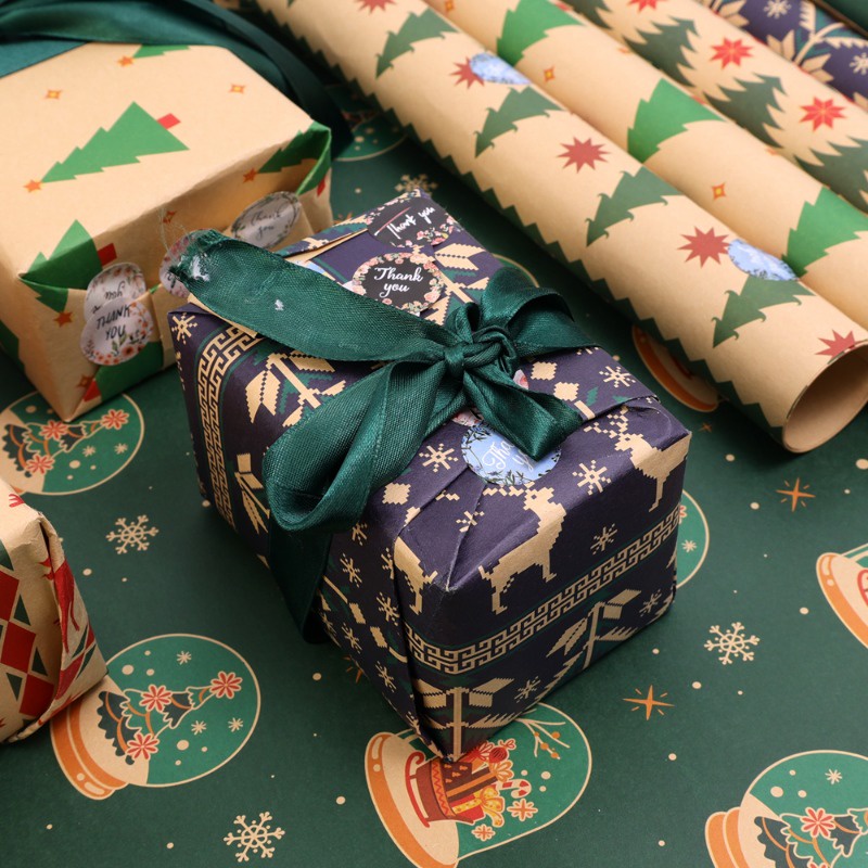 1 Giấy Gói Quà Giáng Sinh Dày Dặn In Hình Ông Già Noel Tuần Lộc diy