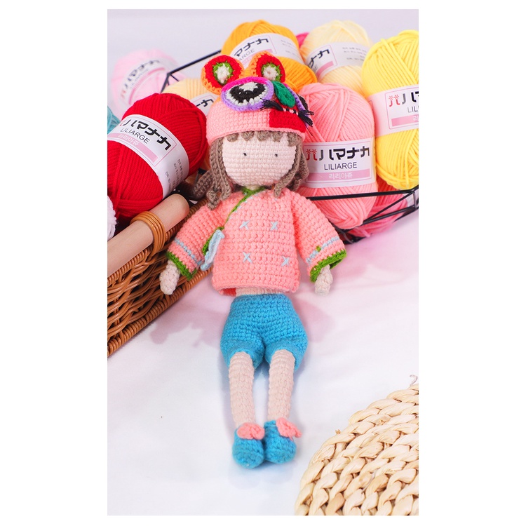 Len milk cotton hàn quốc đan móc thú bông dành cho trẻ em milk nhí cuộn 25gr - 42 màu Ladyco