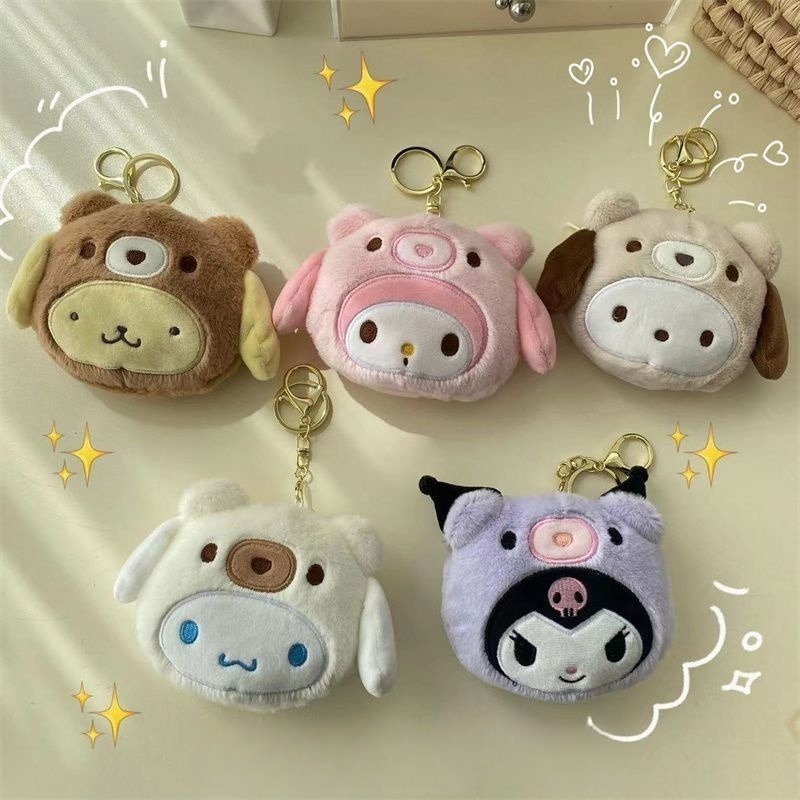 Hoạt Hình sanrio Túi Đựng Tiền Xu Chìa Khóa Hình Chó Kumamoto Nhồi Bông Dễ Thương