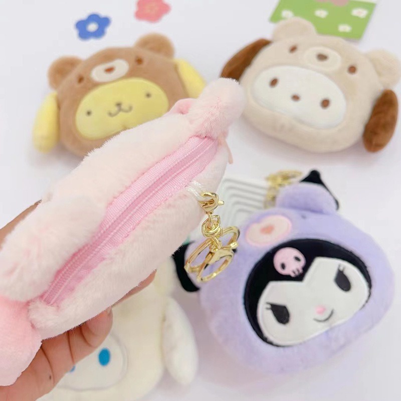 Hoạt Hình sanrio Túi Đựng Tiền Xu Chìa Khóa Hình Chó Kumamoto Nhồi Bông Dễ Thương