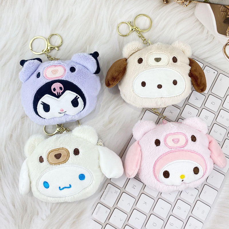 Hoạt Hình sanrio Túi Đựng Tiền Xu Chìa Khóa Hình Chó Kumamoto Nhồi Bông Dễ Thương
