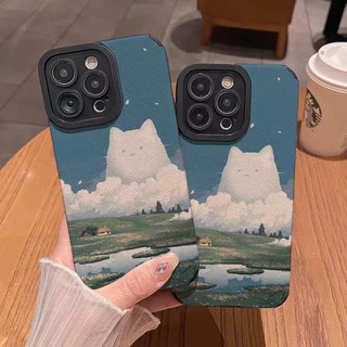 Thích hợp cho Iphone 11Pro max 14 PRO MAX 11 12 / 13 / 6 / 7 / 8plus / 15 / 16 / 17promax XR Xmax Vỏ điện thoại Cat Cloud họa tiết da cừu Bao gồm tất cả vỏ mềm chống sốc