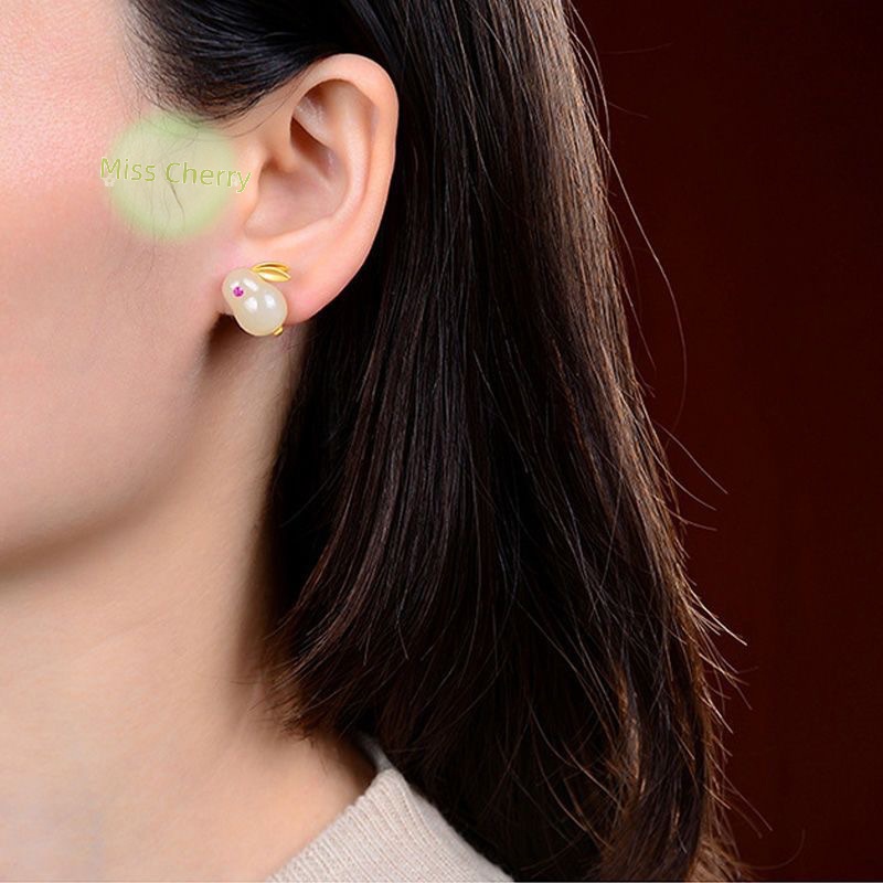 Vòng Tay Ngọc Bích Hình Thỏ Dễ Thương Đơn Giản Thời Trang Cho Nữ