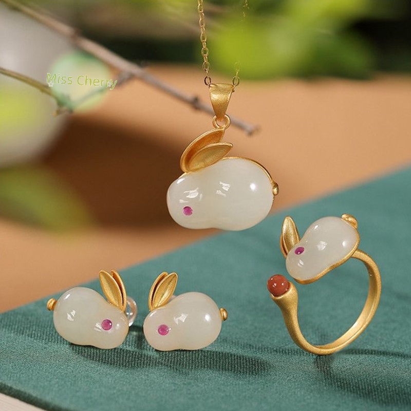 Vòng Tay Ngọc Bích Hình Thỏ Dễ Thương Đơn Giản Thời Trang Cho Nữ