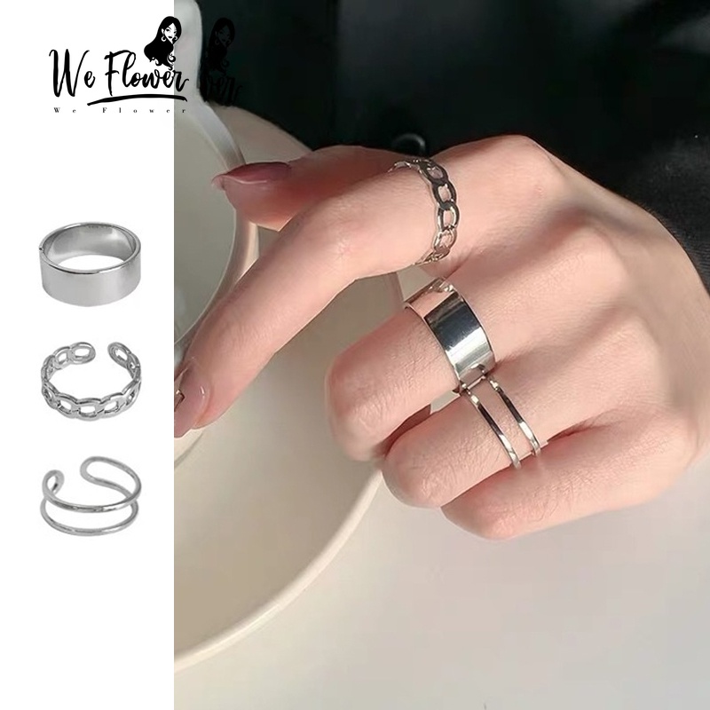 Set 3 Nhẫn We Flower Đeo Khớp Ngón Tay Thời Trang Cho Nữ