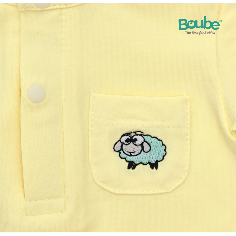 Bộ liền thân, bodychip dài tay cúc bấm cho bé sơ sinh nhiều màu sắc Boube, vải Cotton organic thoáng mát - Size 0-12M