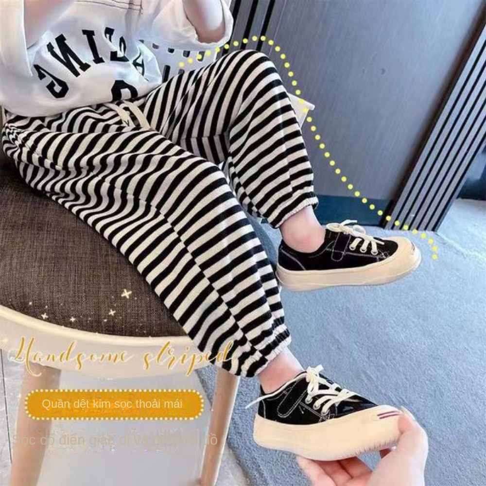 Set Áo Thun Dài Tay Sọc Ngang + Quần Dài Thời Trang Cho Bé