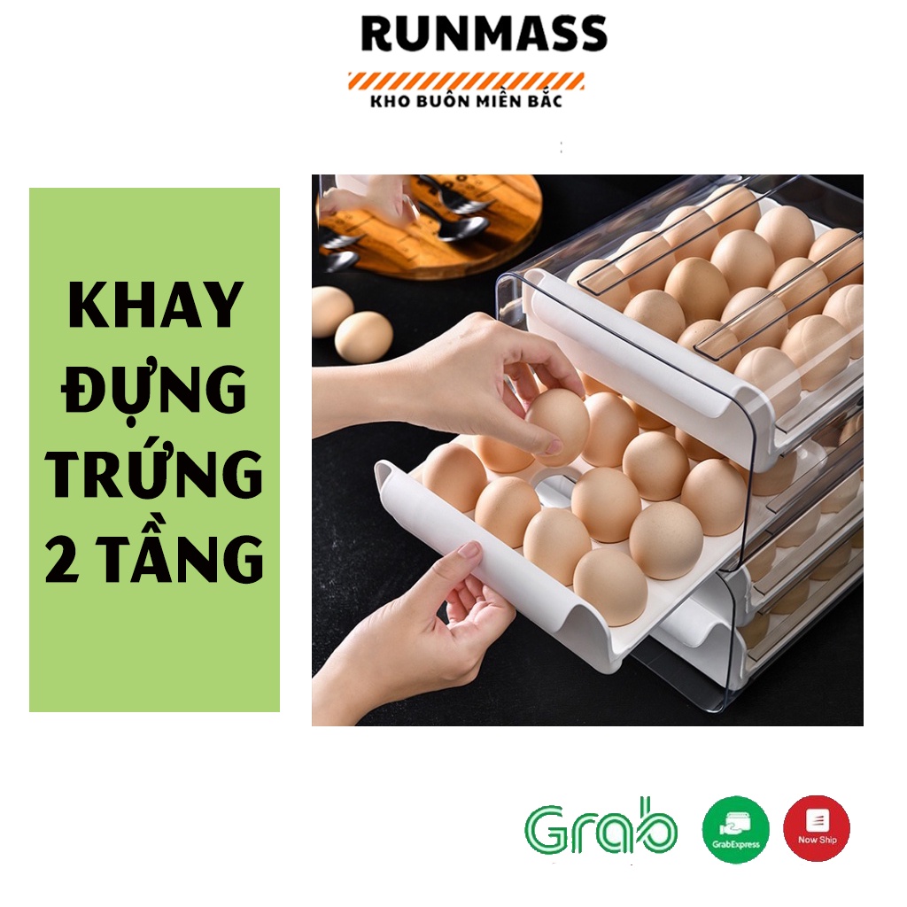 Khay Đựng Trứng Tủ Lạnh 2 Tầng 32 Ô , Bảo vệ trứng, tránh vỡ bể