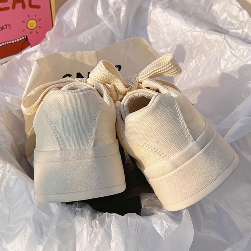 Mochao Giày Thể Thao Dệt Kim Thời Trang Hàn Quốc Cho Nữ Giày sinh viên Giày vải trắng
