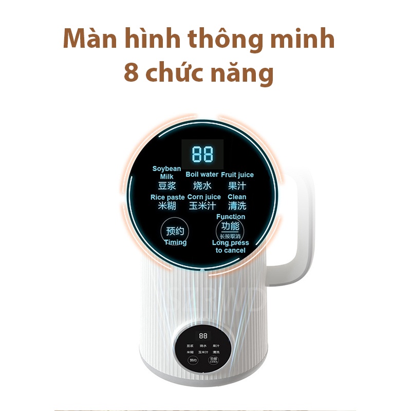Máy Làm Sữa Hạt, Máy Nấu Sữa Hạt 800ml - 8 Chức Năng Xay Nấu Tiện Lợi - 600W BH 12Th