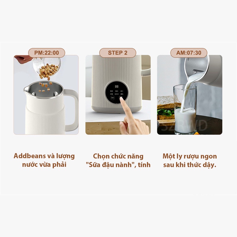 Máy Làm Sữa Hạt, Máy Nấu Sữa Hạt 800ml - 8 Chức Năng Xay Nấu Tiện Lợi - 600W BH 12Th
