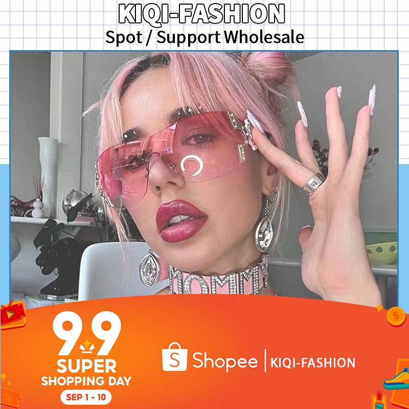 (KIQI-FASHION) COD Kính Chống Nắng Không Vành Y2K Phong Cách Thể Thao Âu Mỹ Thời Trang Cho Nữ