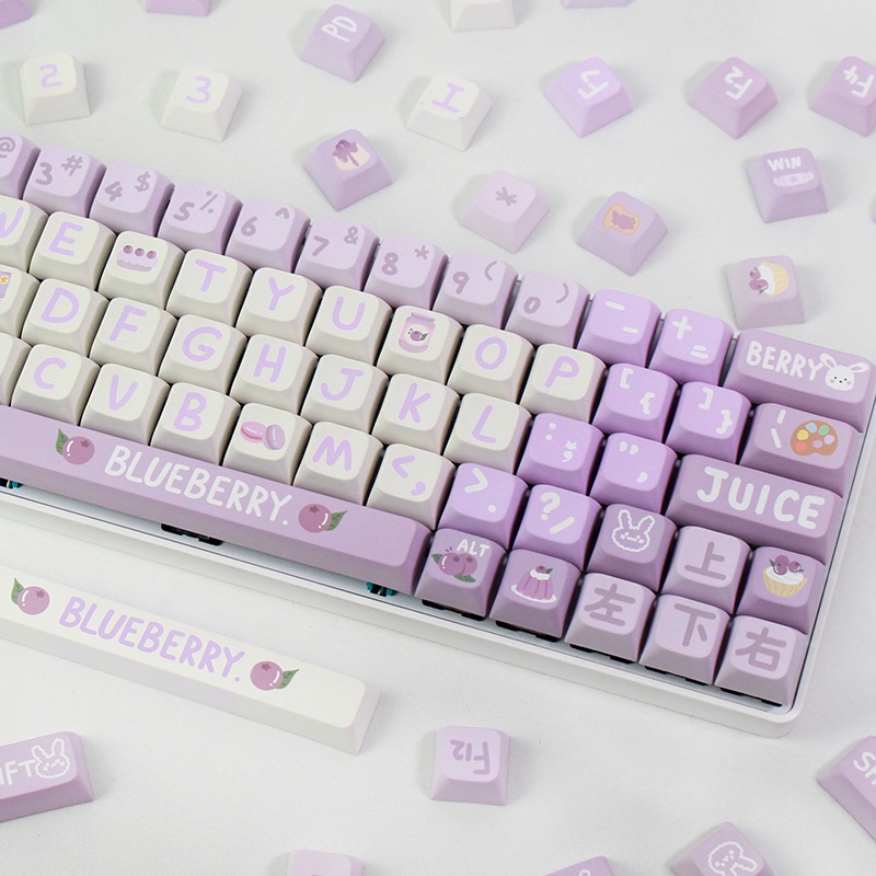 Blueberry Keycap Light Purple Grape Cartoon 133 Keycaps XDA Bộ Bàn Phím Cơ 133 Phím Hình Chùm Nho Tím Vẽ Cao / cherry profile Sáng Tạo Màu Tím Nhạt