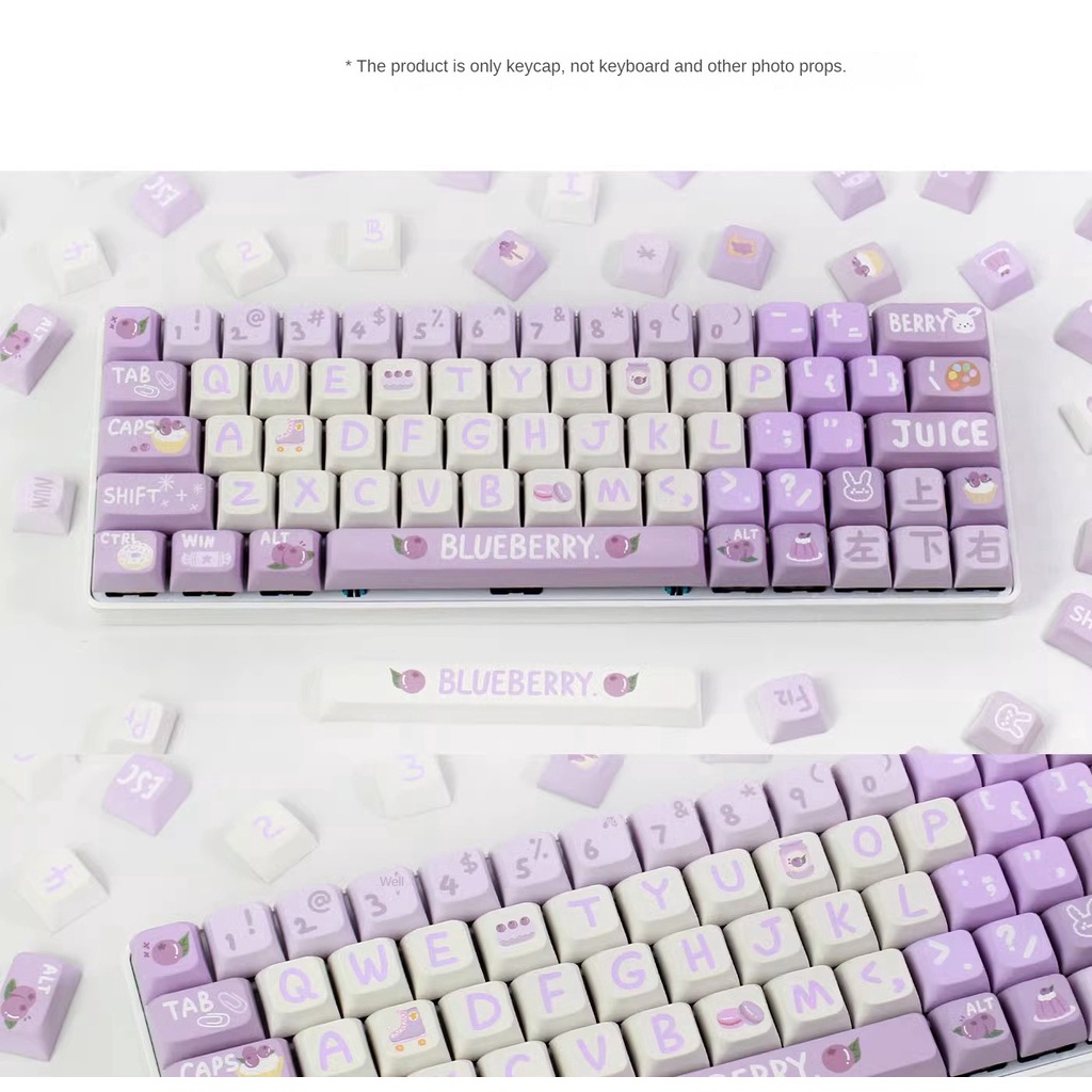 Blueberry Keycap Light Purple Grape Cartoon 133 Keycaps XDA Bộ Bàn Phím Cơ 133 Phím Hình Chùm Nho Tím Vẽ Cao / cherry profile Sáng Tạo Màu Tím Nhạt
