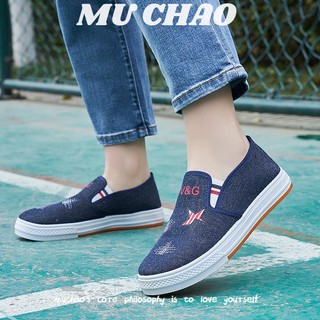 Giày vải canvas MUCHAO đế mềm chống trượt phong cách Hàn Quốc cho nữ