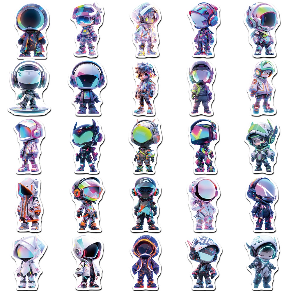 51 Miếng Dán Hình Phi Hành Gia Hoạt Hình Chống Nước Trang Trí Mũ Bảo Hiểm Xe Đạp