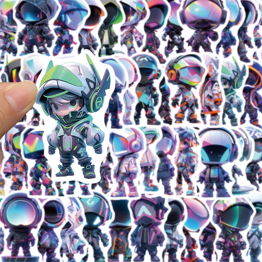 51 Miếng Dán Hình Phi Hành Gia Hoạt Hình Chống Nước Trang Trí Mũ Bảo Hiểm Xe Đạp