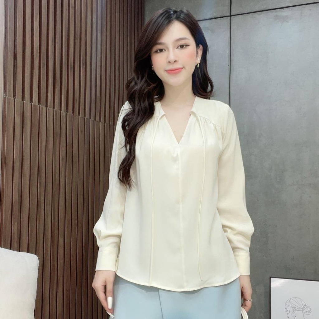 Áo Sơ Mi Lụa Tuyết Be Dài Tay Liin clothing - AKD141SBE-S23