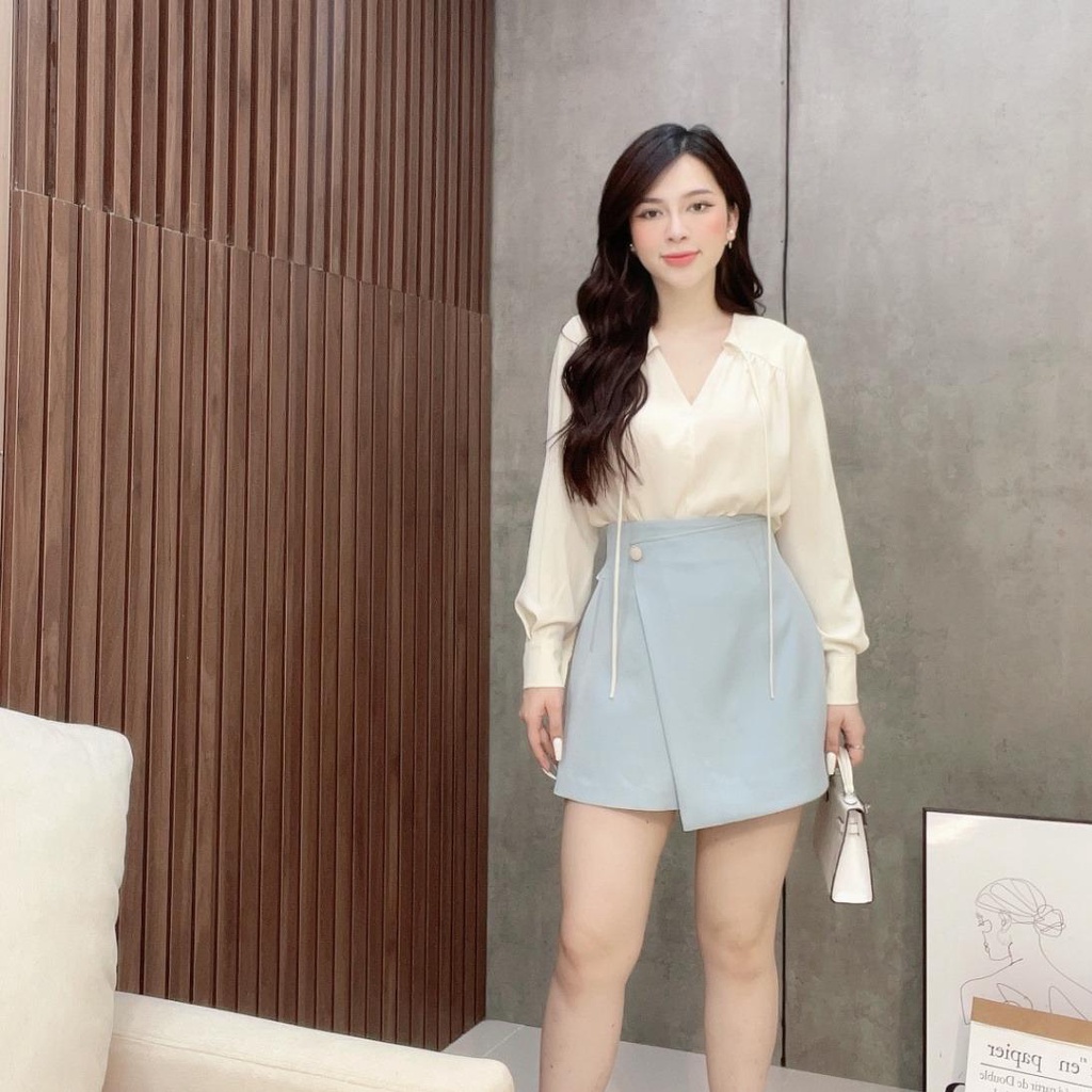 Áo Sơ Mi Lụa Tuyết Be Dài Tay Liin clothing - AKD141SBE-S23