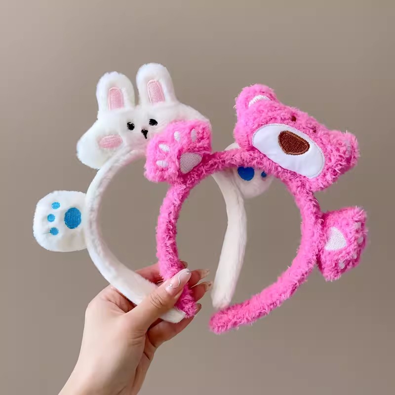 Băng Đô Cài Tóc Rửa Mặt Hình Gấu / Dâu Tây Dễ Thương Cho Nữ