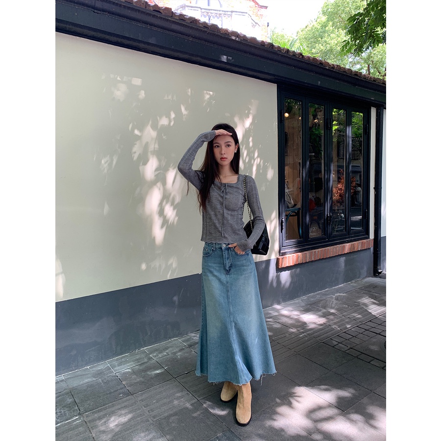 Áo sweater Tay Dài Cổ Ren Phong Cách Hàn Quốc Thời Trang Mùa Thu Hàng Mới 2023 18896