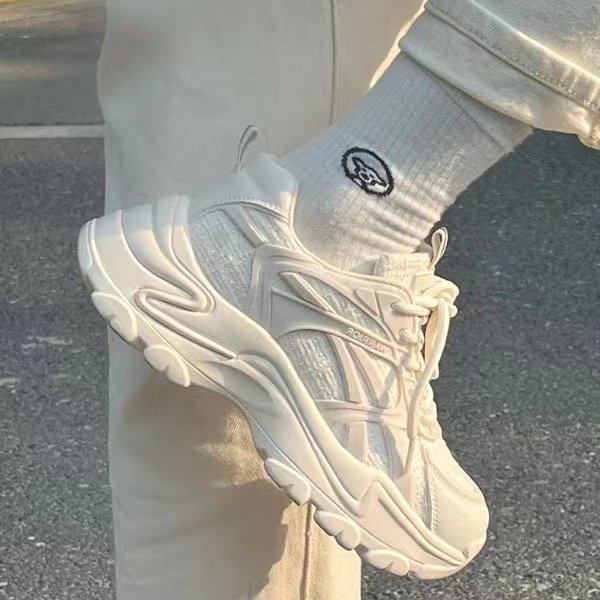 Giày Thể Thao Da pu Mũi Tròn Màu Trắng Phong Cách Hàn Quốc Cho Nữ