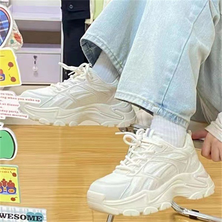 Giày Thể Thao Da pu Mũi Tròn Màu Trắng Phong Cách Hàn Quốc Cho Nữ