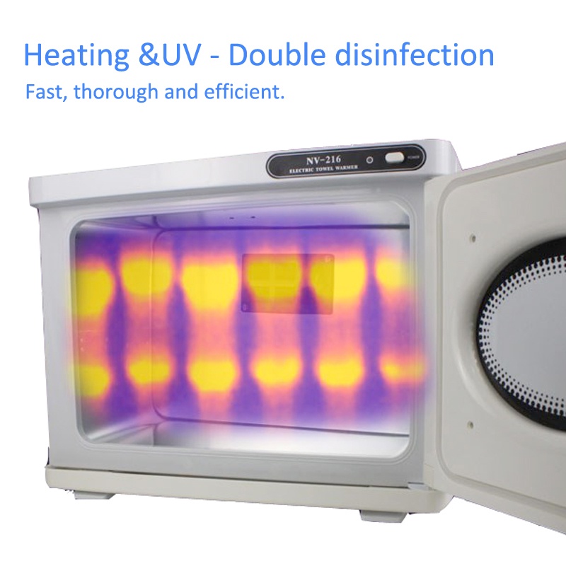 Tủ hấp khăn có kính NV-216 -Towel Warme có UV hấp đá nóng cho spa massage đồ Nail 23 lít- tủ tiệt trùng