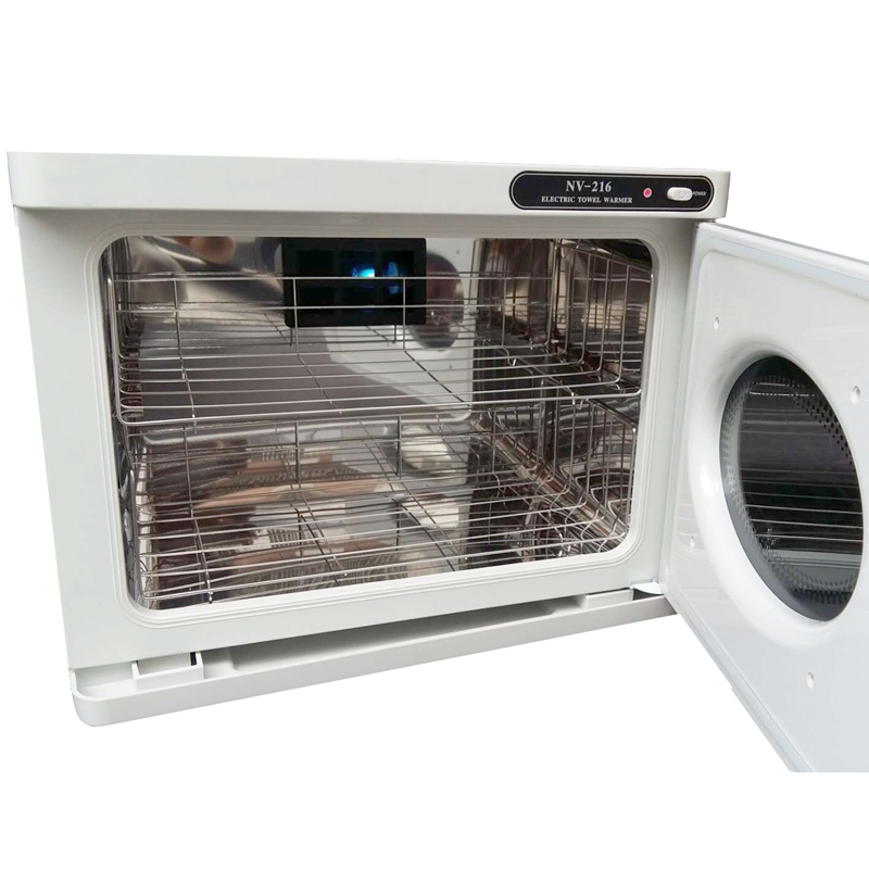 Tủ hấp khăn có kính NV-216 -Towel Warme có UV hấp đá nóng cho spa massage đồ Nail 23 lít- tủ tiệt trùng